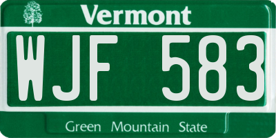 VT license plate WJF583