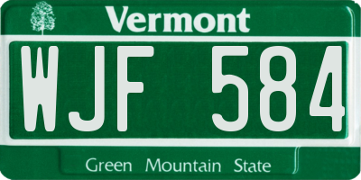 VT license plate WJF584