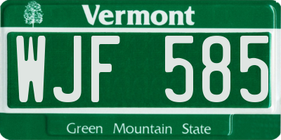 VT license plate WJF585