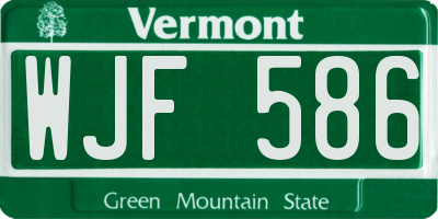 VT license plate WJF586