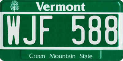 VT license plate WJF588