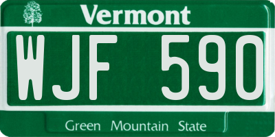 VT license plate WJF590