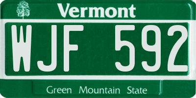 VT license plate WJF592