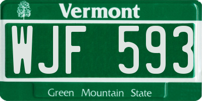 VT license plate WJF593