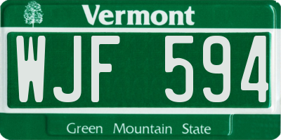 VT license plate WJF594