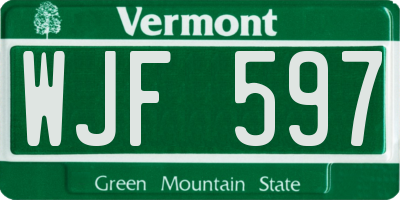 VT license plate WJF597