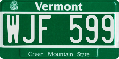 VT license plate WJF599