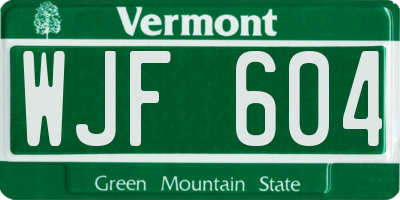 VT license plate WJF604