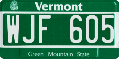 VT license plate WJF605