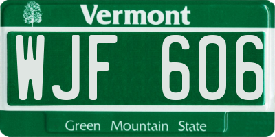 VT license plate WJF606