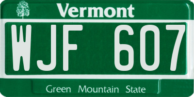 VT license plate WJF607