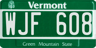 VT license plate WJF608