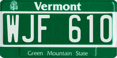 VT license plate WJF610