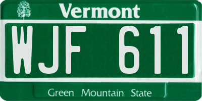 VT license plate WJF611