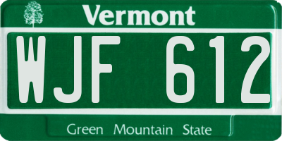 VT license plate WJF612