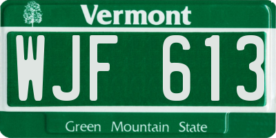 VT license plate WJF613
