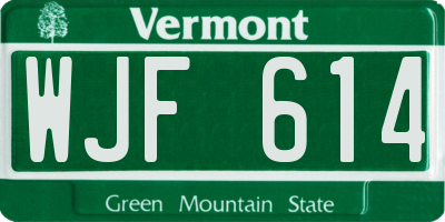 VT license plate WJF614