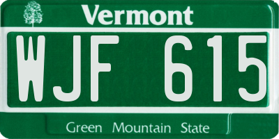 VT license plate WJF615