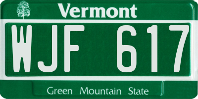 VT license plate WJF617