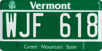 VT license plate WJF618