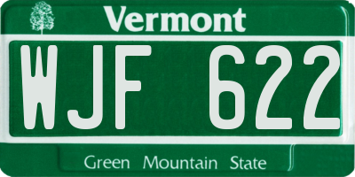 VT license plate WJF622