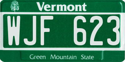 VT license plate WJF623
