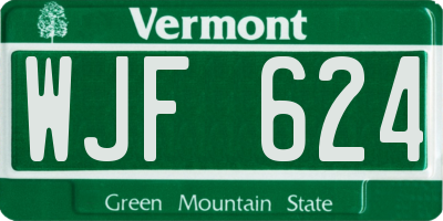 VT license plate WJF624
