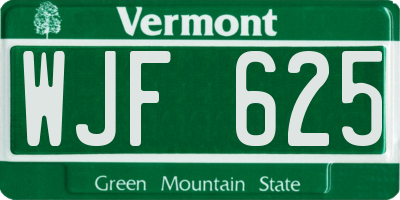 VT license plate WJF625