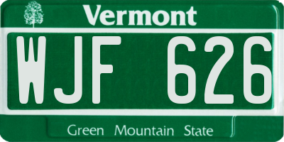 VT license plate WJF626