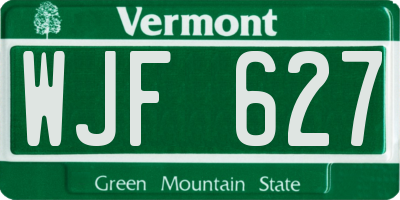 VT license plate WJF627