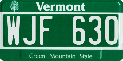 VT license plate WJF630