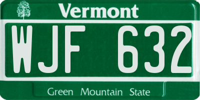 VT license plate WJF632