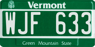 VT license plate WJF633