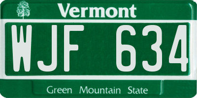 VT license plate WJF634