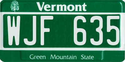 VT license plate WJF635