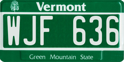 VT license plate WJF636