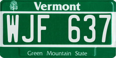 VT license plate WJF637
