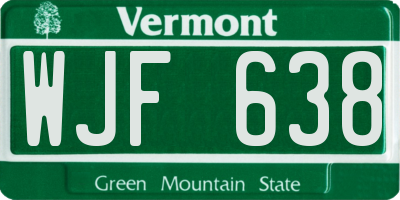 VT license plate WJF638