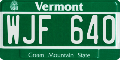 VT license plate WJF640