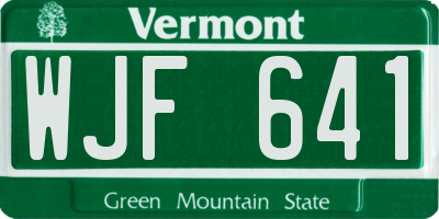 VT license plate WJF641