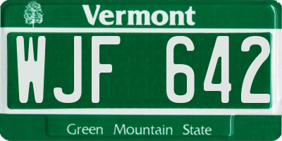 VT license plate WJF642