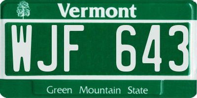 VT license plate WJF643