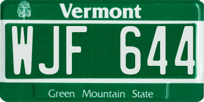 VT license plate WJF644
