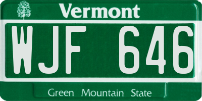VT license plate WJF646