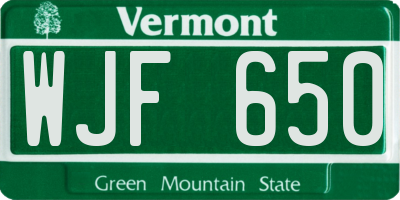 VT license plate WJF650