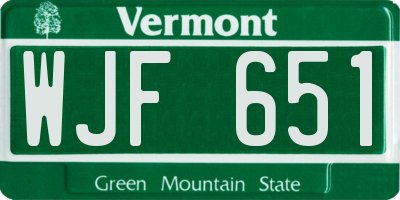 VT license plate WJF651
