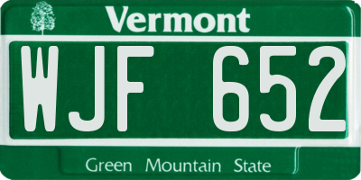 VT license plate WJF652