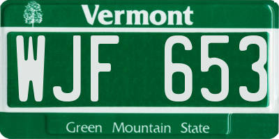 VT license plate WJF653