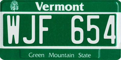 VT license plate WJF654