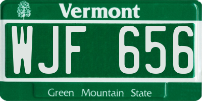 VT license plate WJF656